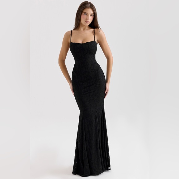 House of CB ´Joan´ black lace maxi dress NWOT